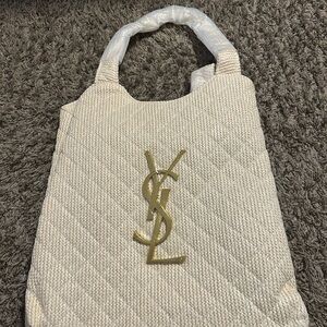 Yves Saint Laurent Cream Quilted Tote Bag
